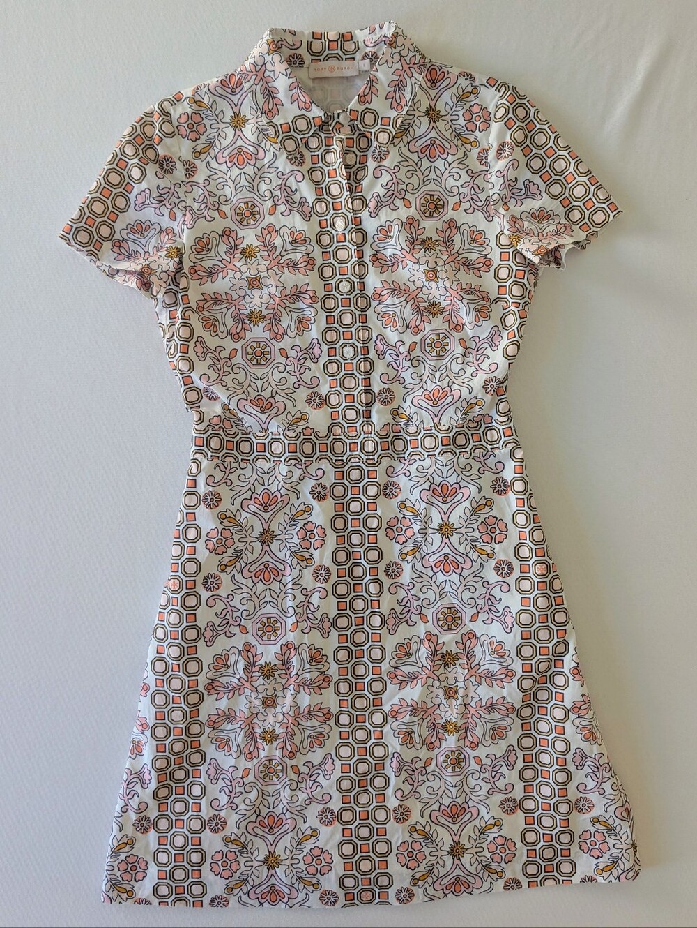 Tory Burch Port Garden Print Shirtdress Sz 0 Pockets Zip Button